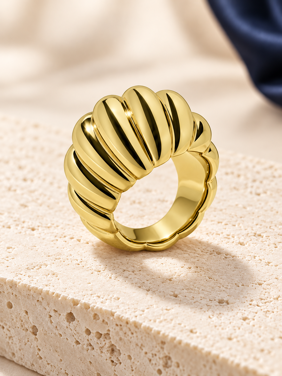 NUA Torsade Burgulu Bombeli Yüzük Sarı - 16