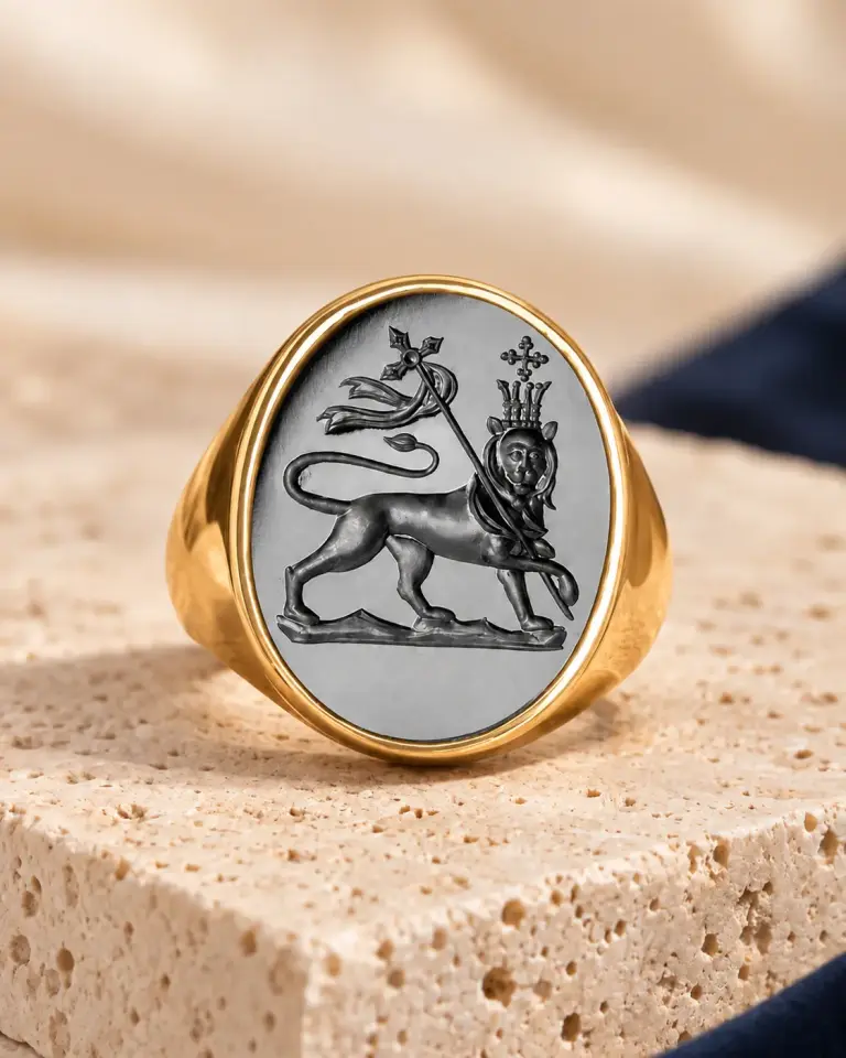 NUA Royal Intaglio Taçlı Aslan Mühür Yüzük