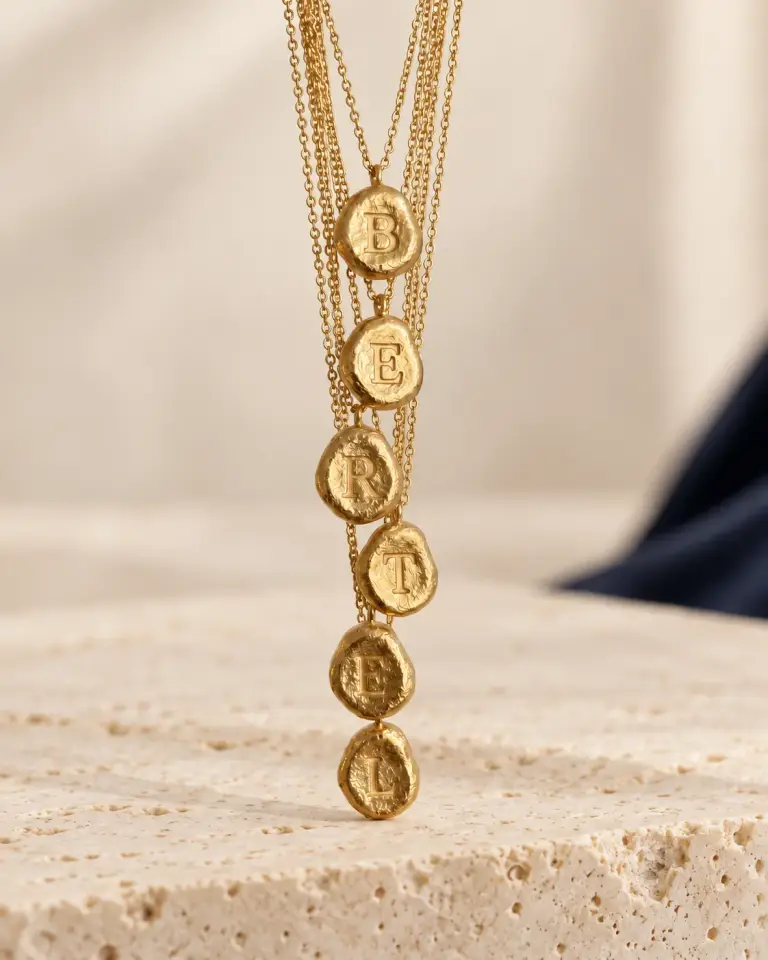 NUA Pebble Initial Dokulu Harf Kolye