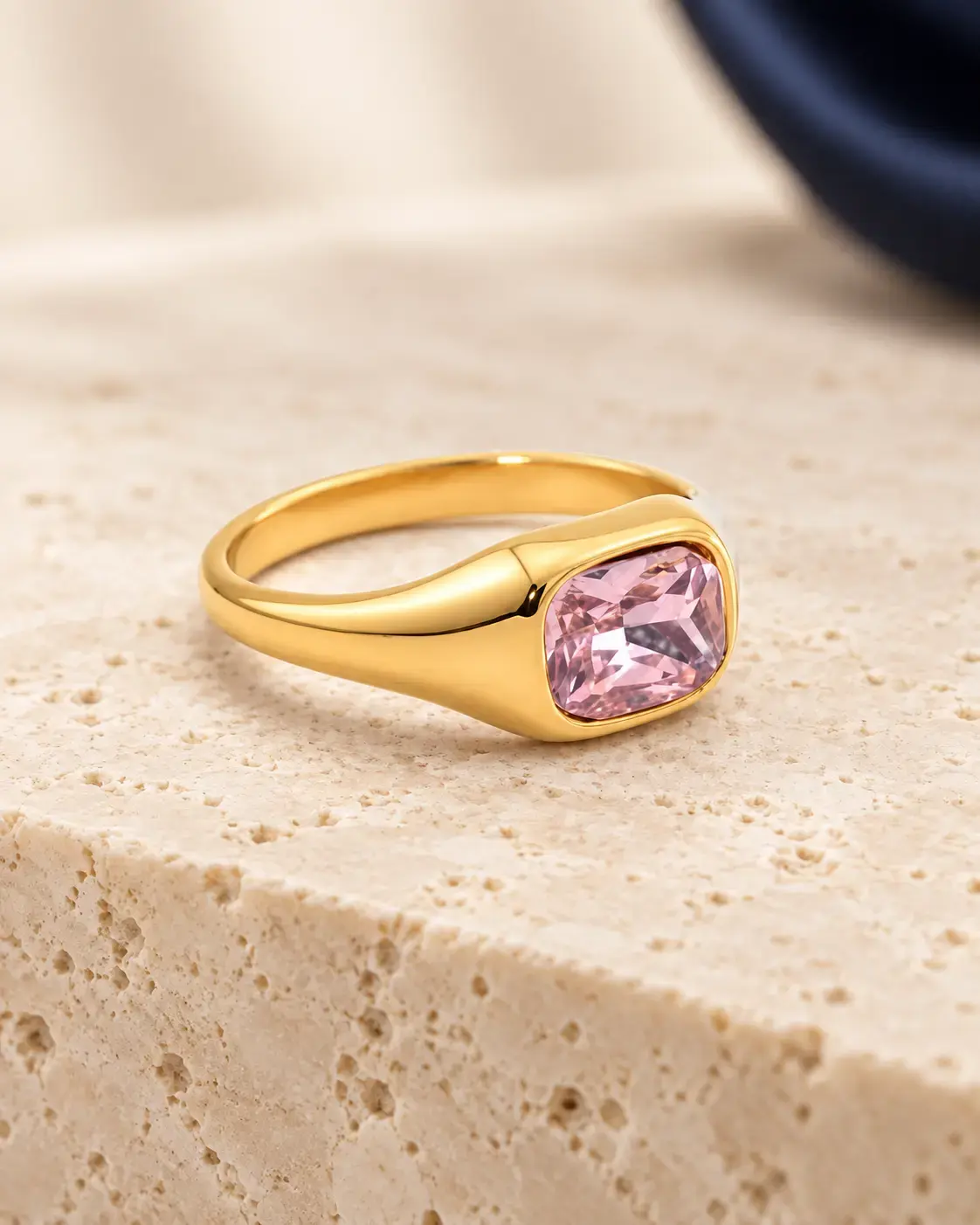 NUA Rosée Pembe Yastık Taşlı Yüzük